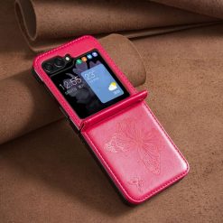 Puzdro Embossing Pattern Motýľ tmavoružové – Samsung Galaxy Z Flip 6 / Z Flip 7 FE | Kryty na mobil Kryty na mobil | Puzdro Embossing Pattern Motýľ tmavoružové – Samsung Galaxy Z Flip 6 / Z Flip 7 FE | Kryty na mobil