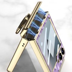 Kryty na mobil | Kryt GKK Elegant Ring case fialový – Samsung Galaxy Z Flip 6 / Z Flip 7 FE | Kryty na mobil