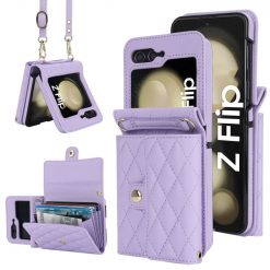 Kryty na mobil | Peňaženkové puzdro Diamond Card case fialové – Samsung Galaxy Z Flip 6 / Z Flip 7 FE | Kryty na mobil