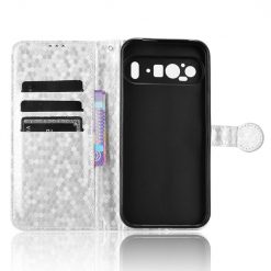 Kryty na mobil | Peňaženkové puzdro Honeycomb Dot Texture Case strieborné – Google Pixel 9 | Kryty na mobil