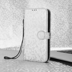 Kryty na mobil | Peňaženkové puzdro Honeycomb Dot Texture Case strieborné – Huawei Nova 12i | Kryty na mobil