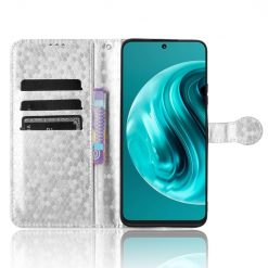 Kryty na mobil | Peňaženkové puzdro Honeycomb Dot Texture Case strieborné – Huawei Nova 12i | Kryty na mobil