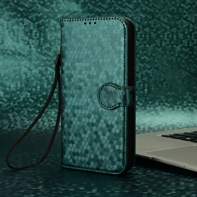 Peňaženkové puzdro Honeycomb Dot Texture Case zelené – Huawei Nova 12i | Kryty na mobil Kryty na mobil | Peňaženkové puzdro Honeycomb Dot Texture Case zelené – Huawei Nova 12i | Kryty na mobil