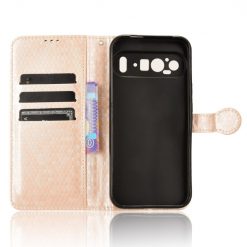 Kryty na mobil | Peňaženkové puzdro Honeycomb Dot Texture Case zlaté – Google Pixel 9 Pro XL | Kryty na mobil
