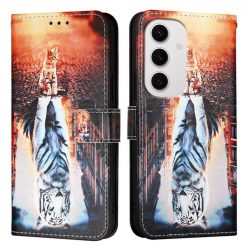 Kryty na mobil | Knižkové puzdro Trendy Colored case Mačka a tiger – Samsung Galaxy S24 FE | Kryty na mobil