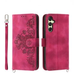 Kryty na mobil | Samsung Galaxy A16 4G/5G / Samsung Galaxy A17 5G Peňaženkové puzdro Embossing Pattern Flowery Mandala bordové | Kryty na mobil