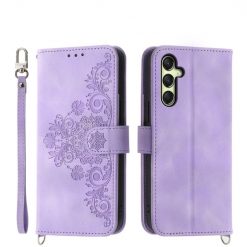 Kryty na mobil | Samsung Galaxy A16 4G/5G / Samsung Galaxy A17 5G Peňaženkové puzdro Embossing Pattern Flowery Mandala fialové | Kryty na mobil