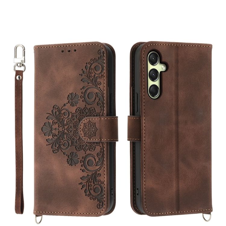 Samsung Galaxy A16 4G/5G / Samsung Galaxy A17 5G Peňaženkové puzdro Embossing Pattern Flowery Mandala hnedé | Kryty na mobil Kryty na mobil | Samsung Galaxy A16 4G/5G / Samsung Galaxy A17 5G Peňaženkové puzdro Embossing Pattern Flowery Mandala hnedé | Kryty na mobil
