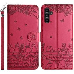 Peňaženkové puzdro Embossing Pattern Mačky červené – Samsung Galaxy S24 FE | Kryty na mobil Kryty na mobil | Peňaženkové puzdro Embossing Pattern Mačky červené – Samsung Galaxy S24 FE | Kryty na mobil