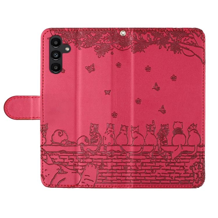 Peňaženkové puzdro Embossing Pattern Mačky červené – Samsung Galaxy S24 FE | Kryty na mobil Kryty na mobil | Peňaženkové puzdro Embossing Pattern Mačky červené – Samsung Galaxy S24 FE | Kryty na mobil