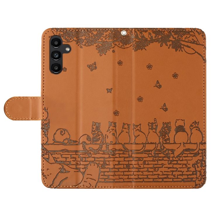 Peňaženkové puzdro Embossing Pattern Mačky hnedé – Samsung Galaxy S24 FE | Kryty na mobil Kryty na mobil | Peňaženkové puzdro Embossing Pattern Mačky hnedé – Samsung Galaxy S24 FE | Kryty na mobil