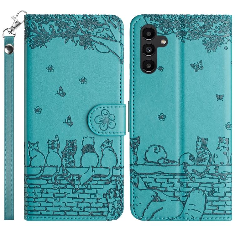 Samsung Galaxy A16 4G/5G Peňaženkové puzdro Embossing Pattern Mačky modré | Kryty na mobil Kryty na mobil | Samsung Galaxy A16 4G/5G Peňaženkové puzdro Embossing Pattern Mačky modré | Kryty na mobil