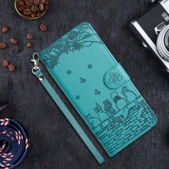 Kryty na mobil | Peňaženkové puzdro Embossing Pattern Mačky modré – Samsung Galaxy S24 FE | Kryty na mobil