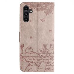 Kryty na mobil | Peňaženkové puzdro Embossing Pattern Mačky sivé – Samsung Galaxy S24 FE | Kryty na mobil