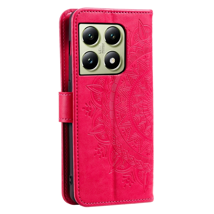 Peňaženkové puzdro Embossing Pattern Mandala Flower červené – Xiaomi 14T Pro | Kryty na mobil Kryty na mobil | Peňaženkové puzdro Embossing Pattern Mandala Flower červené – Xiaomi 14T Pro | Kryty na mobil