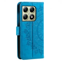 Kryty na mobil | Peňaženkové puzdro Embossing Pattern Mandala Flower modré – Xiaomi 14T | Kryty na mobil