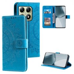 Kryty na mobil | Peňaženkové puzdro Embossing Pattern Mandala Flower modré – Xiaomi 14T | Kryty na mobil