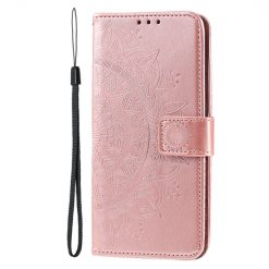 Peňaženkové puzdro Embossing Pattern Mandala Flower ružové – Xiaomi 14T