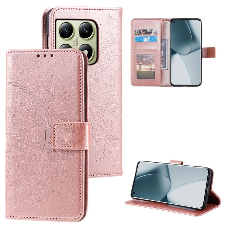 Peňaženkové puzdro Embossing Pattern Mandala Flower ružové – Xiaomi 14T | Kryty na mobil Kryty na mobil | Peňaženkové puzdro Embossing Pattern Mandala Flower ružové – Xiaomi 14T | Kryty na mobil