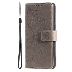 Peňaženkové puzdro Embossing Pattern Mandala Flower sivé – Xiaomi 14T Pro