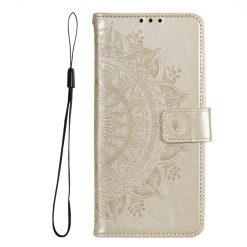 Kryty na mobil | Peňaženkové puzdro Embossing Pattern Mandala Flower zlaté – Xiaomi 14T Pro | Kryty na mobil