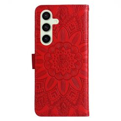 Kryty na mobil | Peňaženkové puzdro Embossing Pattern Slnečnica červené – Samsung Galaxy S24 FE | Kryty na mobil