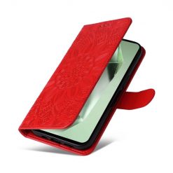 Kryty na mobil | Peňaženkové puzdro Embossing Pattern Slnečnica červené – Samsung Galaxy S24 FE | Kryty na mobil