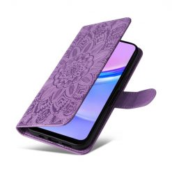 Kryty na mobil | Samsung Galaxy A16 4G/5G / Samsung Galaxy A17 5G Peňaženkové puzdro Embossing Pattern Slnečnica fialové | Kryty na mobil