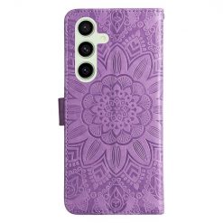 Kryty na mobil | Peňaženkové puzdro Embossing Pattern Slnečnica fialové – Samsung Galaxy S24 FE | Kryty na mobil