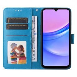 Kryty na mobil | Samsung Galaxy A16 4G/5G / Samsung Galaxy A17 5G Peňaženkové puzdro Embossing Pattern Slnečnica modré | Kryty na mobil