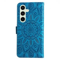 Kryty na mobil | Peňaženkové puzdro Embossing Pattern Slnečnica modré – Samsung Galaxy S24 FE | Kryty na mobil