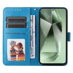 Kryty na mobil | Peňaženkové puzdro Embossing Pattern Slnečnica modré – Samsung Galaxy S24 FE | Kryty na mobil