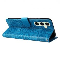 Kryty na mobil | Peňaženkové puzdro Embossing Pattern Slnečnica modré – Samsung Galaxy S24 FE | Kryty na mobil