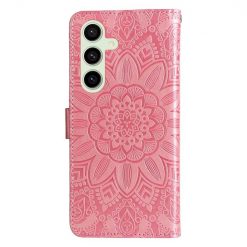 Kryty na mobil | Peňaženkové puzdro Embossing Pattern Slnečnica ružové – Samsung Galaxy S24 FE | Kryty na mobil