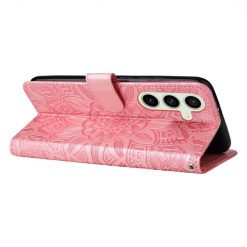 Kryty na mobil | Peňaženkové puzdro Embossing Pattern Slnečnica ružové – Samsung Galaxy S24 FE | Kryty na mobil