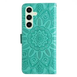 Kryty na mobil | Peňaženkové puzdro Embossing Pattern Slnečnica zelené – Samsung Galaxy S24 FE | Kryty na mobil