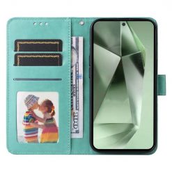 Kryty na mobil | Peňaženkové puzdro Embossing Pattern Slnečnica zelené – Samsung Galaxy S24 FE | Kryty na mobil