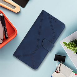 Kryty na mobil | Peňaženkové puzdro Embossing Pattern Stitchy case modré – Xiaomi 14T | Kryty na mobil