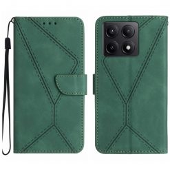Peňaženkové puzdro Embossing Pattern Stitchy case zelené – Xiaomi 14T