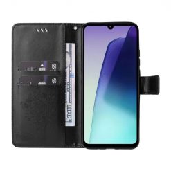Kryty na mobil | Peňaženkové puzdro Embossing Pattern Strom a mačka čierne – Xiaomi Redmi 14C / Poco C75 | Kryty na mobil