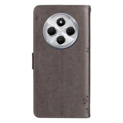 Kryty na mobil | Peňaženkové puzdro Embossing Pattern Strom a mačka sivé – Xiaomi Redmi 14C / Poco C75 | Kryty na mobil