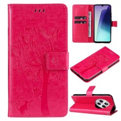 Peňaženkové puzdro Embossing Pattern Strom a mačka tmavoružové – Xiaomi Redmi 14C / Poco C75 | Kryty na mobil Kryty na mobil | Peňaženkové puzdro Embossing Pattern Strom a mačka tmavoružové – Xiaomi Redmi 14C / Poco C75 | Kryty na mobil