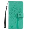 Kryty na mobil | Peňaženkové puzdro Embossing Pattern Strom a mačka bledofialové – Xiaomi Redmi 14C / Poco C75 | Kryty na mobil
