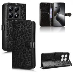 Kryty na mobil | Peňaženkové puzdro Honeycomb Dot Texture Case čierne – Xiaomi 14T | Kryty na mobil