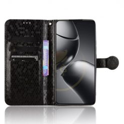 Kryty na mobil | Peňaženkové puzdro Honeycomb Dot Texture Case čierne – Xiaomi 14T | Kryty na mobil