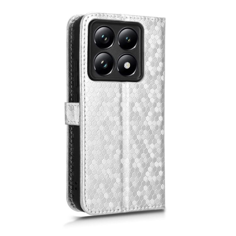 Peňaženkové puzdro Honeycomb Dot Texture Case strieborné – Xiaomi 14T Pro | Kryty na mobil Kryty na mobil | Peňaženkové puzdro Honeycomb Dot Texture Case strieborné – Xiaomi 14T Pro | Kryty na mobil