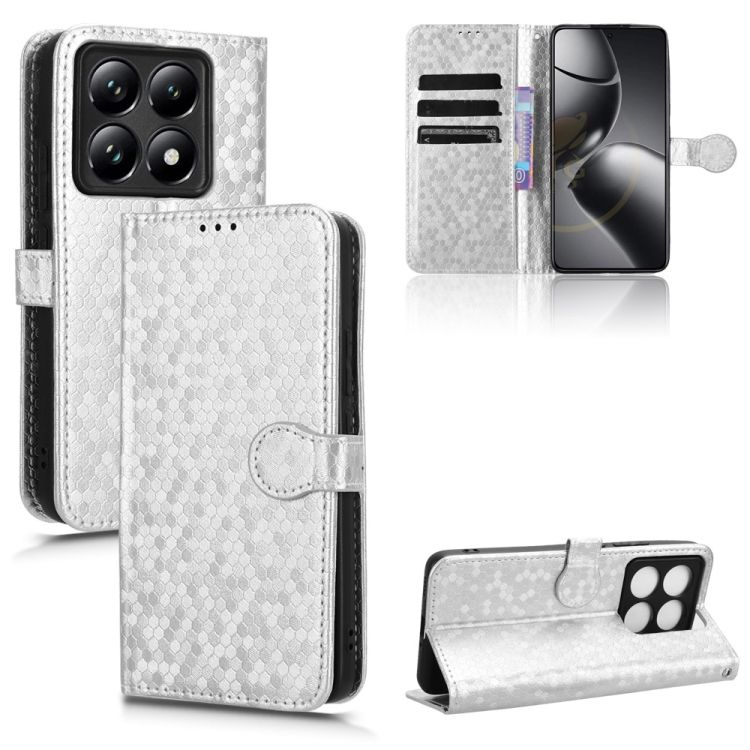 Peňaženkové puzdro Honeycomb Dot Texture Case strieborné – Xiaomi 14T | Kryty na mobil Kryty na mobil | Peňaženkové puzdro Honeycomb Dot Texture Case strieborné – Xiaomi 14T | Kryty na mobil