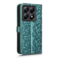 Kryty na mobil | Peňaženkové puzdro Honeycomb Dot Texture Case zelené – Xiaomi 14T Pro | Kryty na mobil