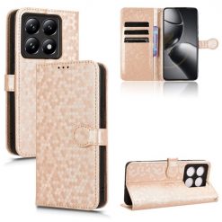 Peňaženkové puzdro Honeycomb Dot Texture Case zlaté – Xiaomi 14T | Kryty na mobil Kryty na mobil | Peňaženkové puzdro Honeycomb Dot Texture Case zlaté – Xiaomi 14T | Kryty na mobil