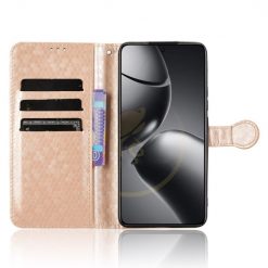 Peňaženkové puzdro Honeycomb Dot Texture Case zlaté – Xiaomi 14T | Kryty na mobil Kryty na mobil | Peňaženkové puzdro Honeycomb Dot Texture Case zlaté – Xiaomi 14T | Kryty na mobil
